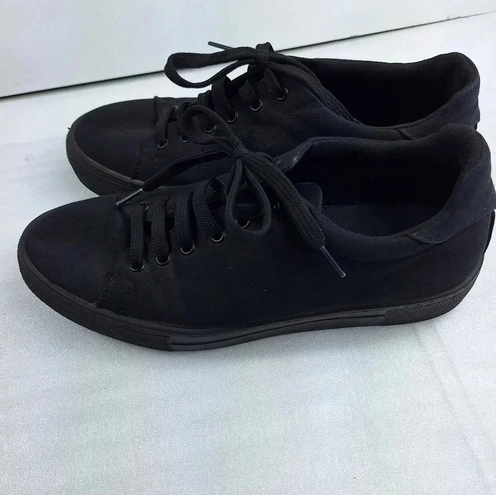 ASOS Design Womens Cotton Canvas Lace-Up Black Platform Sneakers Size 10 - Picture 9 of 9